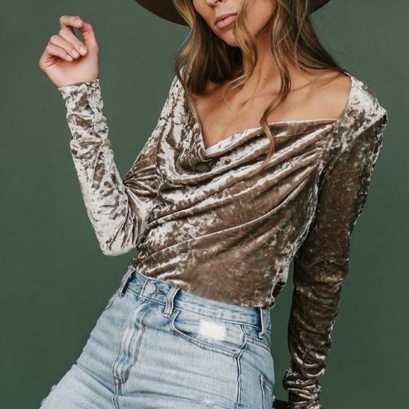 Free People Tops - Free People Drape Neck Velvet Top Sz S EUC